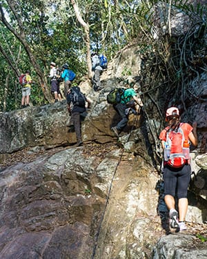 A steep section on Mt Halifax that requires clambering